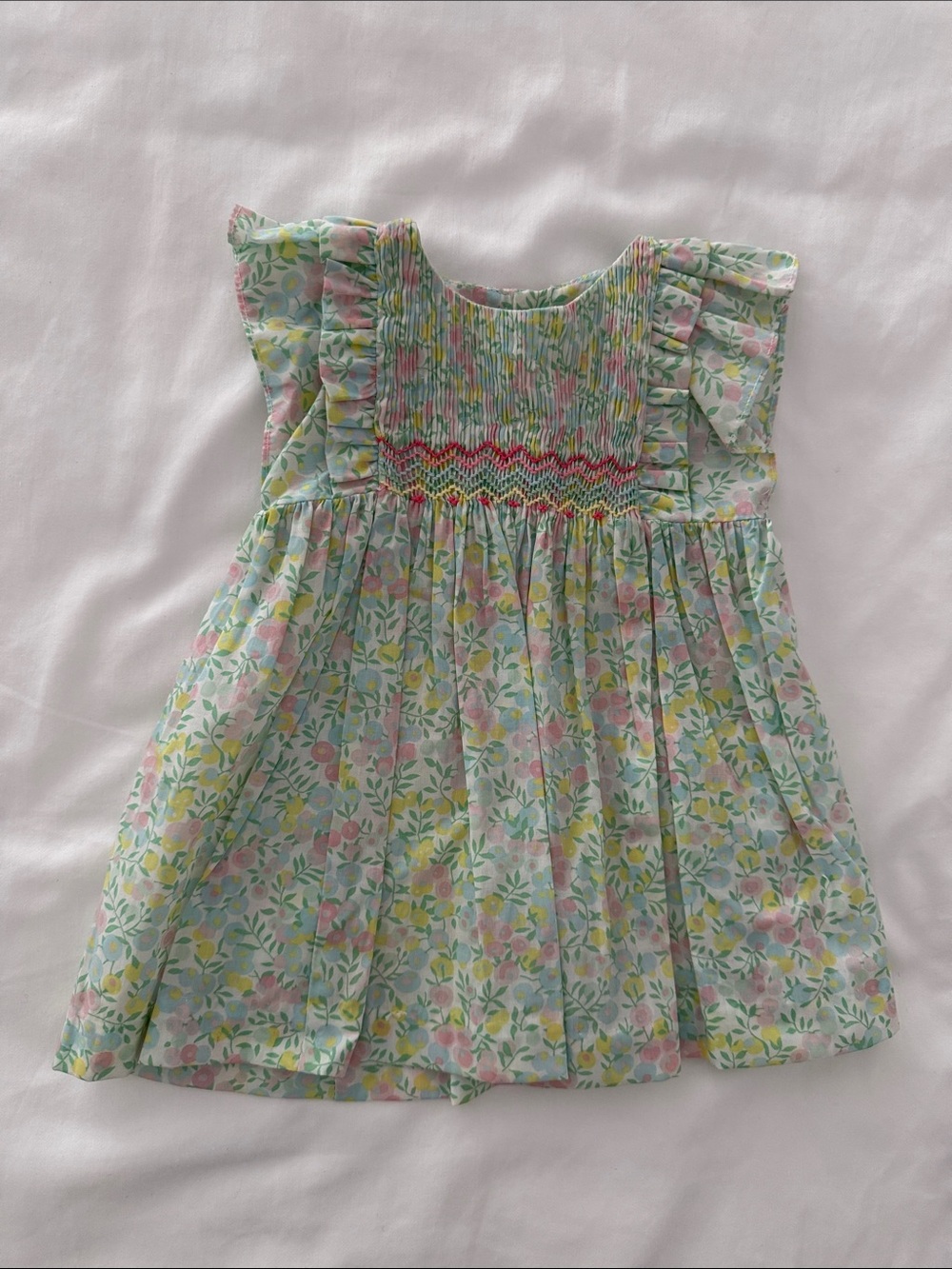 Jacadi Broderie Main Smocked Floral Dress, 1M